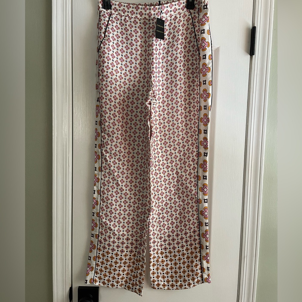 Maje printed crepe straight leg pant NWT